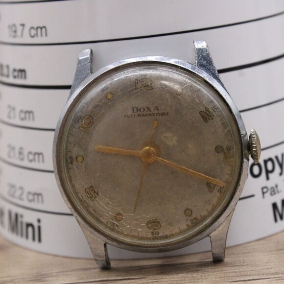 Vintage DOXA Antimagnetic Military Watch Mens Silver Tone Stainless Steel 1950's - Picture 6 of 6